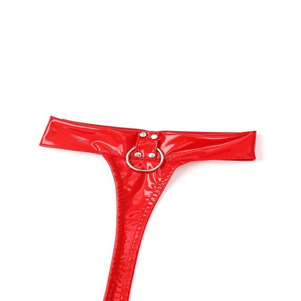 Dámská lakovaná kožená ohlávka s výstřihem Sexy společenské mini šaty bez zad