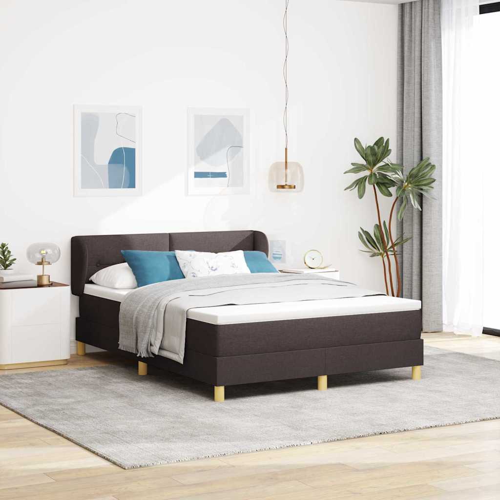 Box Spring Bed with Mattress Dark Brown 140 x 200 cm Fabric