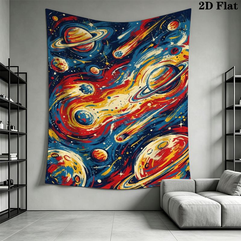 Space Wall Tapestry Aesthetic Wall Hanging Printed Fabric Blanket Decorative Tapestries for Bedroom Living Room Home Decor