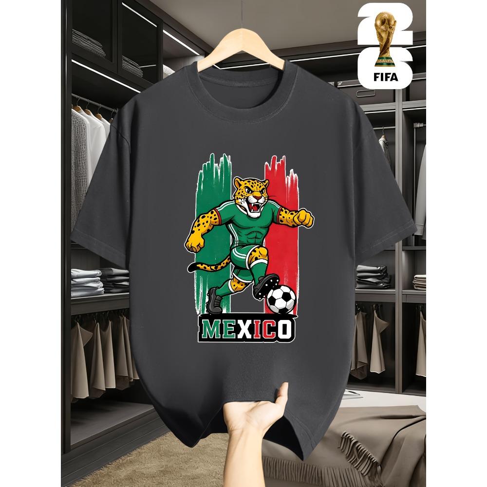 2026 USA-Mexico World Cup, FIFA Men's Basic and Fun Printed Short-sleeved T-shirt, Perfect for Summer Outings
