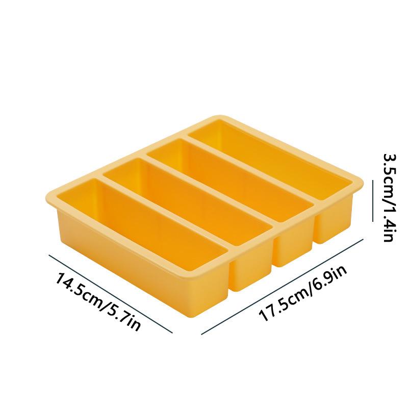 4 Grid Long Strip Ice-tray Ice Cube Tray Long Ice Stick Tray Silicone with Lid Rectangular Easy Release Ice Mold Bar Tools