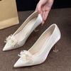 Temperament Flower Stiletto Single Shoes Women's Fashion Pointed Toe Shallow Mouth Anti-slip Wear-resistant High Heels