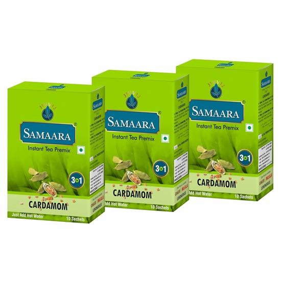 Samaara Instant Tea Premix Sachets | Cardamom Elaichi Flavoured Assam Black Tea Powder | 30 Sachets Box 450gm
