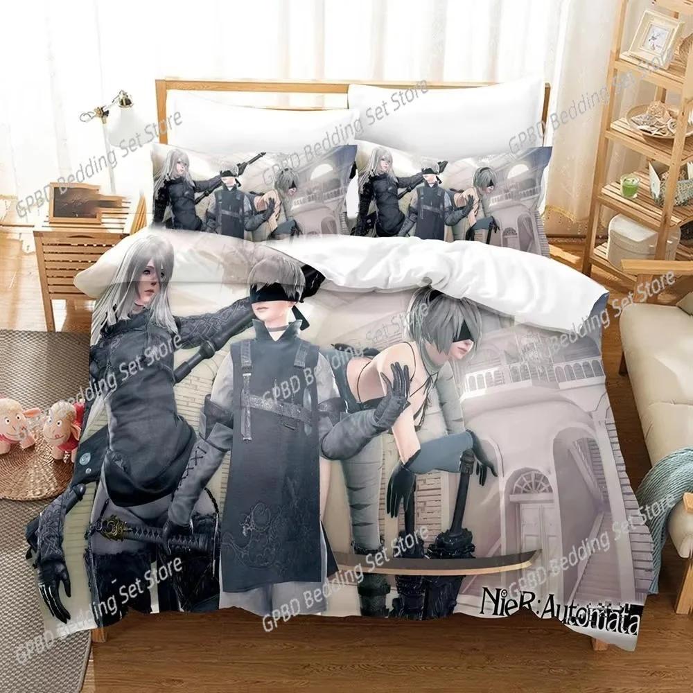 Game NieR Automata YoRHa No.2 Type B 2B 3D NEW Duvet Cover Pillowcase Bedding Set Adult Boy Girl Bedroom Decoration Double Large