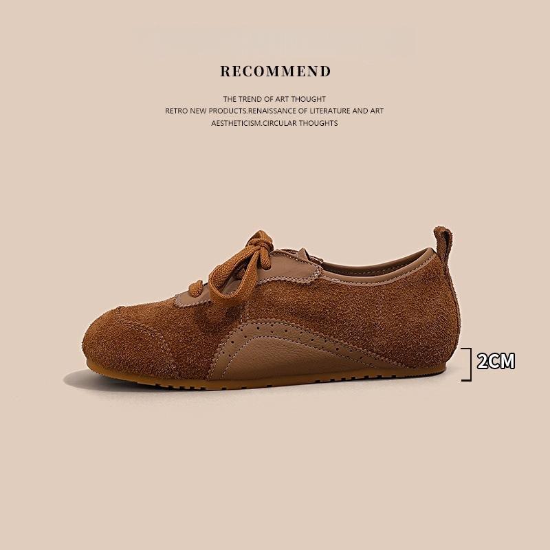 

Leather British style niche flat-soled single shoes women s 2025 spring new breathable versatile macaron sports and leisure shoes 40 темно-коричневого