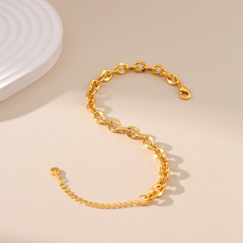 Bracciale a Catena O Placcato Oro 18k Stile Ins Europeo Americano Gioielli di Moda da Donna