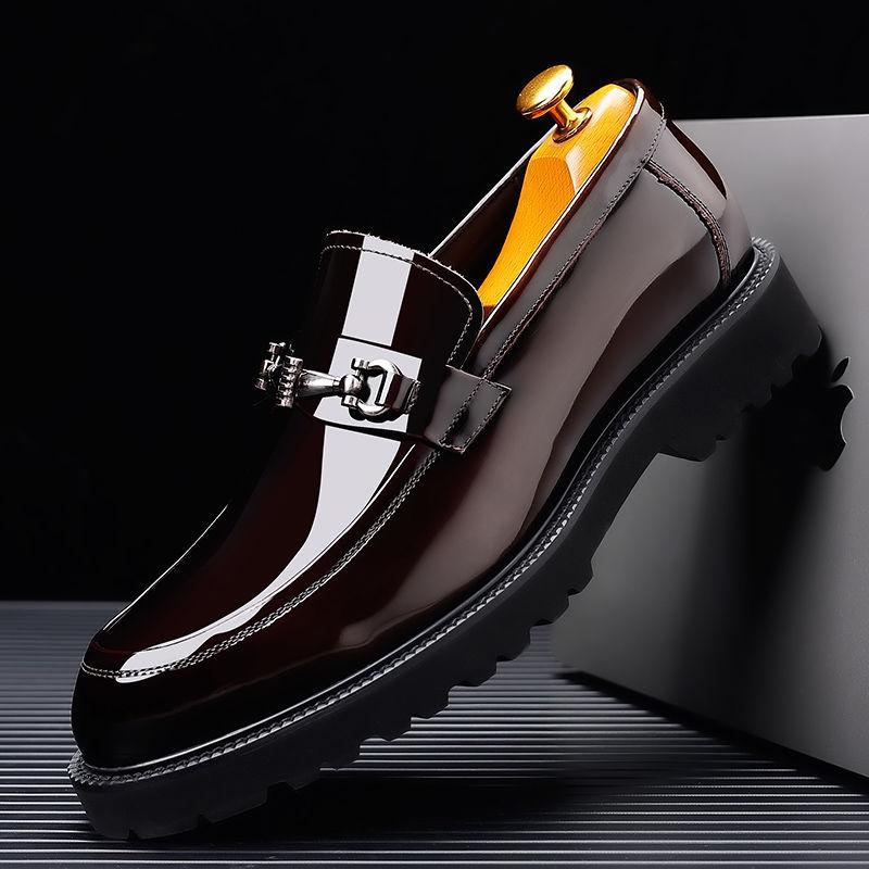 Large Size Men's Business Dress Leather Shoes Men's Genuine Leather British Casual Men's Shoes Patent Leather Suit Wedding Shoes Trendy Shoes
