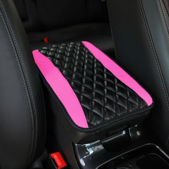1*Universal Car Accessories Armrest Cover Center Console Box Pad Protector Pink