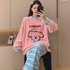 Autumn Winter Warm Flannel Women Pyjamas Sets Thicken Coral Velvet Long Sleeve Cute Cartoon Sleepwear Women's Flannel Pajamas Set for Youth Girl