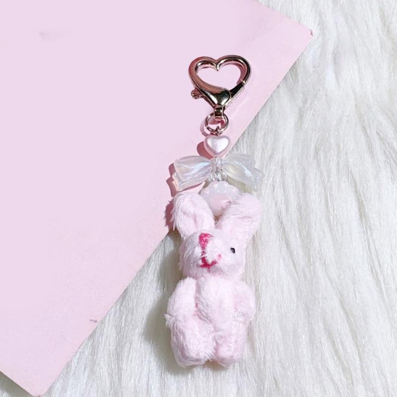 Lovely Rabbit Keychain Bowknot Keyring Bag Charm Keys Holder for Women Couple Gift for Backpack Car Decoration