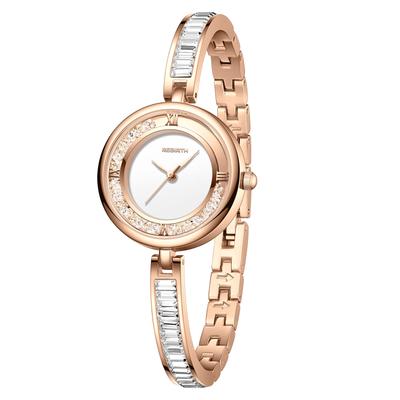 Crystal Bracelet Bangle Watch with Analog Roman and Sparkling and Simple Rose Gold Fashion A Perfect Gift for and Women's Display, Diamonds, Alphabet,