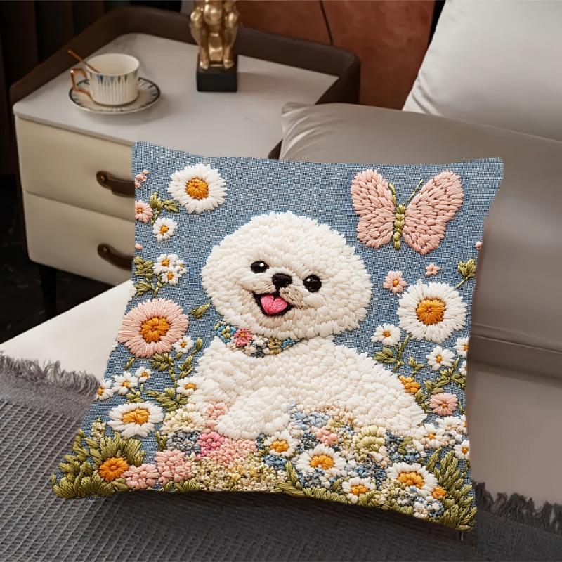 1Pc Bichon Frise Cushion Covers Chair Living Room Pillowcase Cozy Zipper Sofa Pillow Covers Bedroom Indoor H Ome Decor