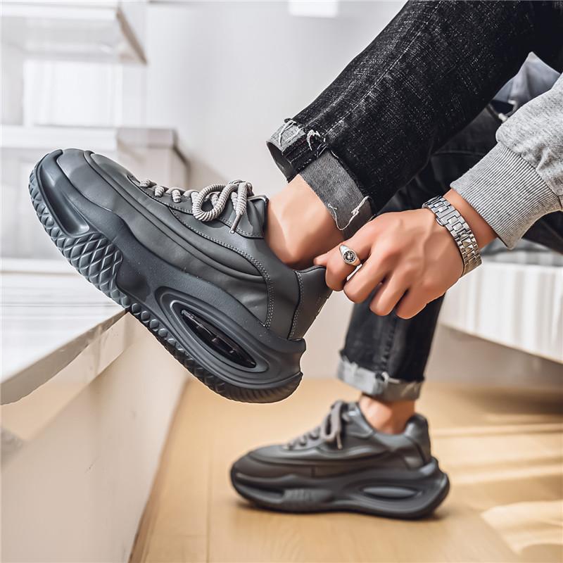 Herren Leder Trend Klobiger Sneaker Outdoor Rutschfest Atmungsaktiv Lässig Laufschuhe Bequeme Arbeitsschuhe