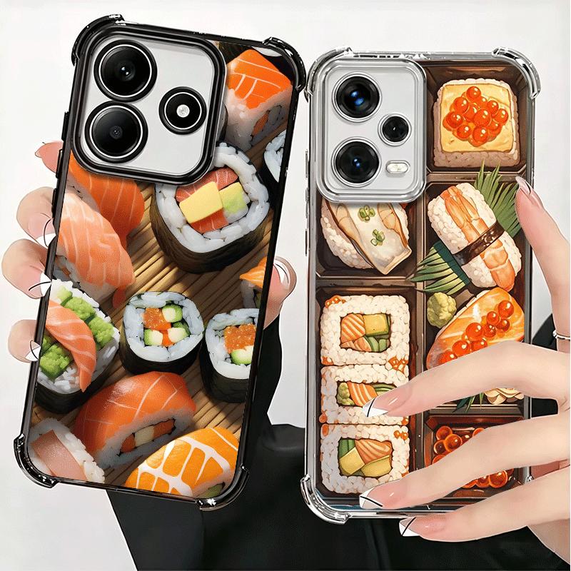 Delicious Sushi Bento Plating Phone Case For Xiaomi Redmi Note 14 15 Pro Plus 13 12 11 11S 11T 10 9S 9 5G Anti-Fall Airabag Cove