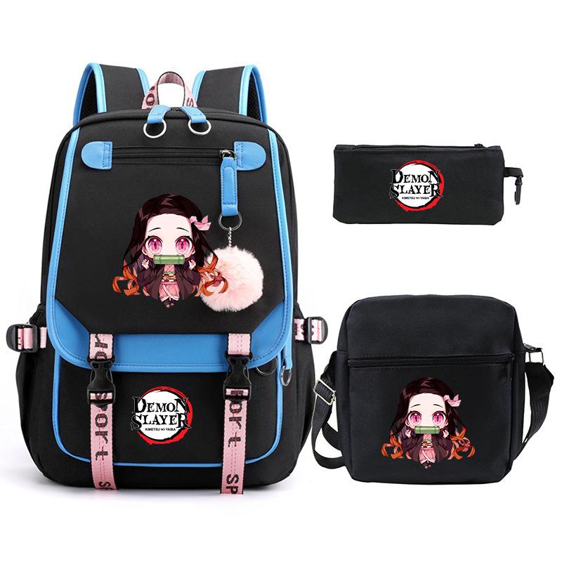Riman peripheral printing fashion backpack cross-border campus primary and secondary school students schoolbag shoulder bag pencil bag three-piece set