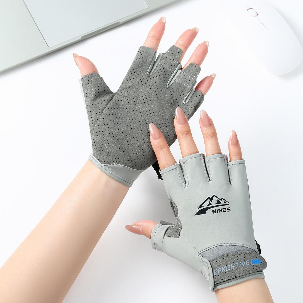 Ice Silk Fingerless Sun Protection Gloves for Men & Women - Non-Slip, Ideal for Hiking, Cycling, Driving, Food Delivery, Mountaineering