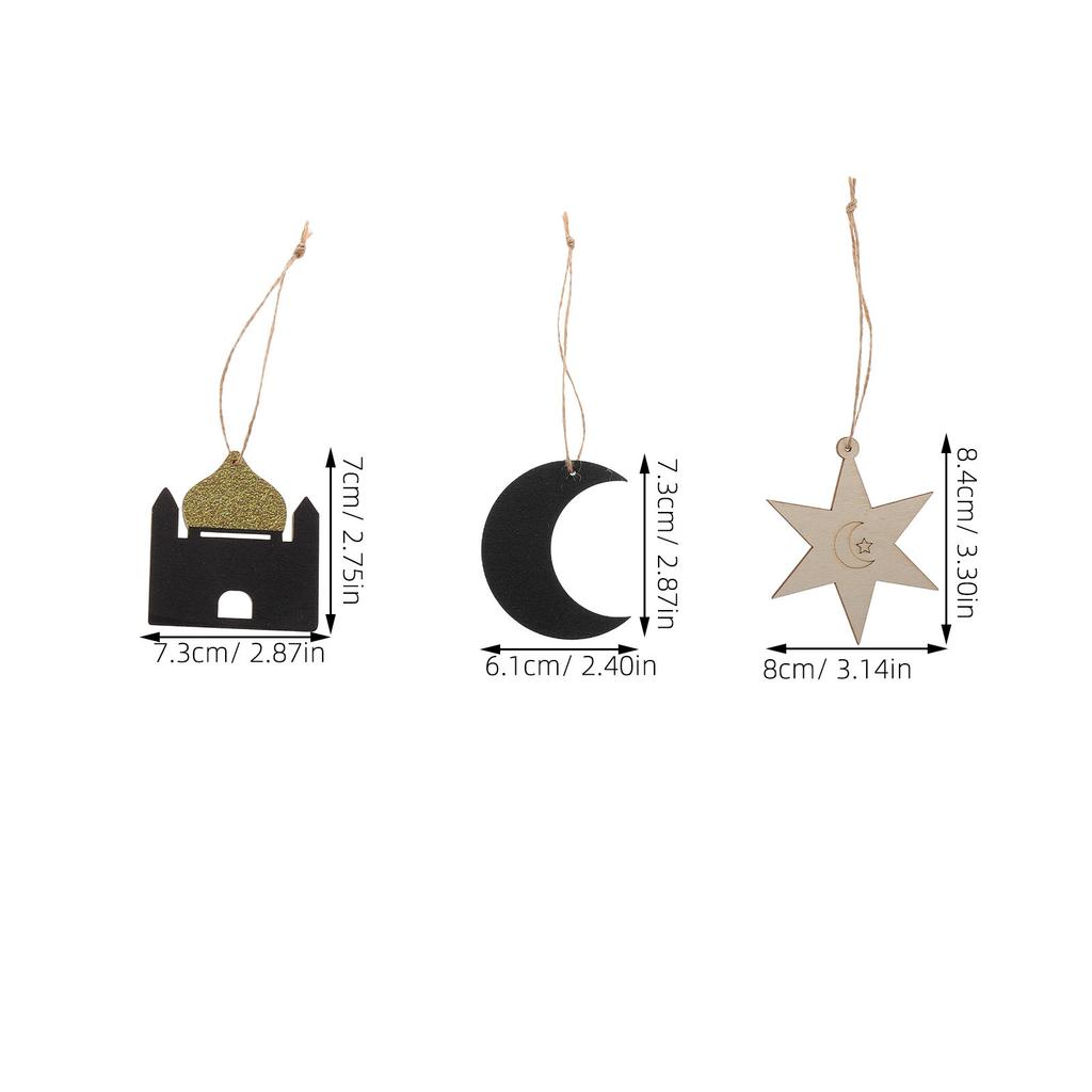 40Pcs Islamic Ramadan Decorations Wooden Stars Castles Moons Lanterns Hanging Eid Mubarak Home Wall Porch Table Festival