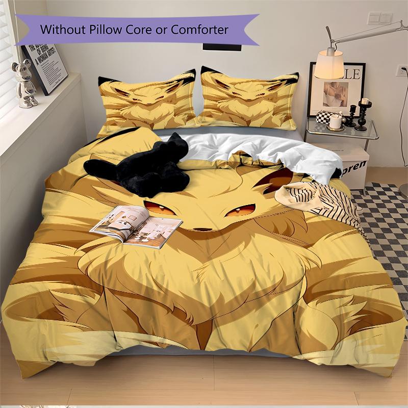 Golden Fox Spirit Printed 3pcs Bedding Set Soft Microfiber 1 Duvet Cover And 2 Pillowcases Home Bedroom Decor Xmas Gift H1276