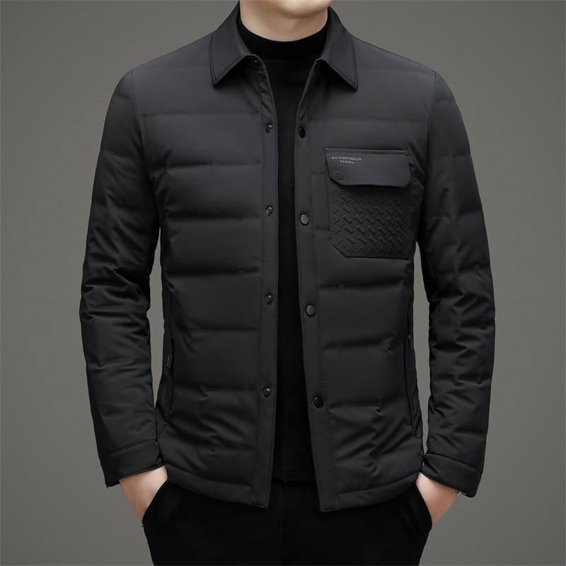 Weiße Gänsedaunen Leichte Daunenjacke Herbst und Winter Herren Schlichte Business Kurze Daunenjacke Kältefest und Warm Daunenjacke