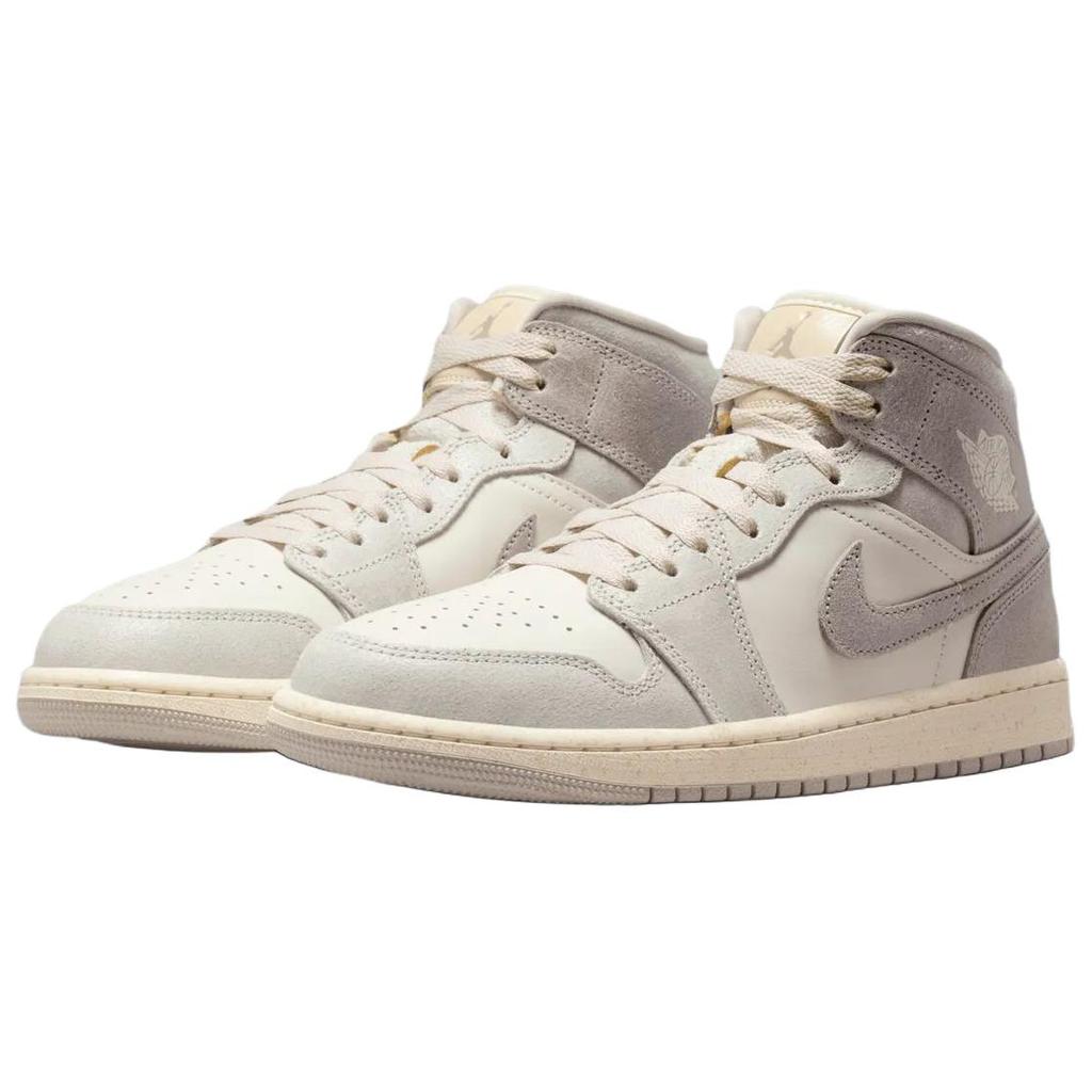 Jordan Air Jordan 1 Mid Top Vintage Basketball Shoes Women's Light Gray White IB7010-001