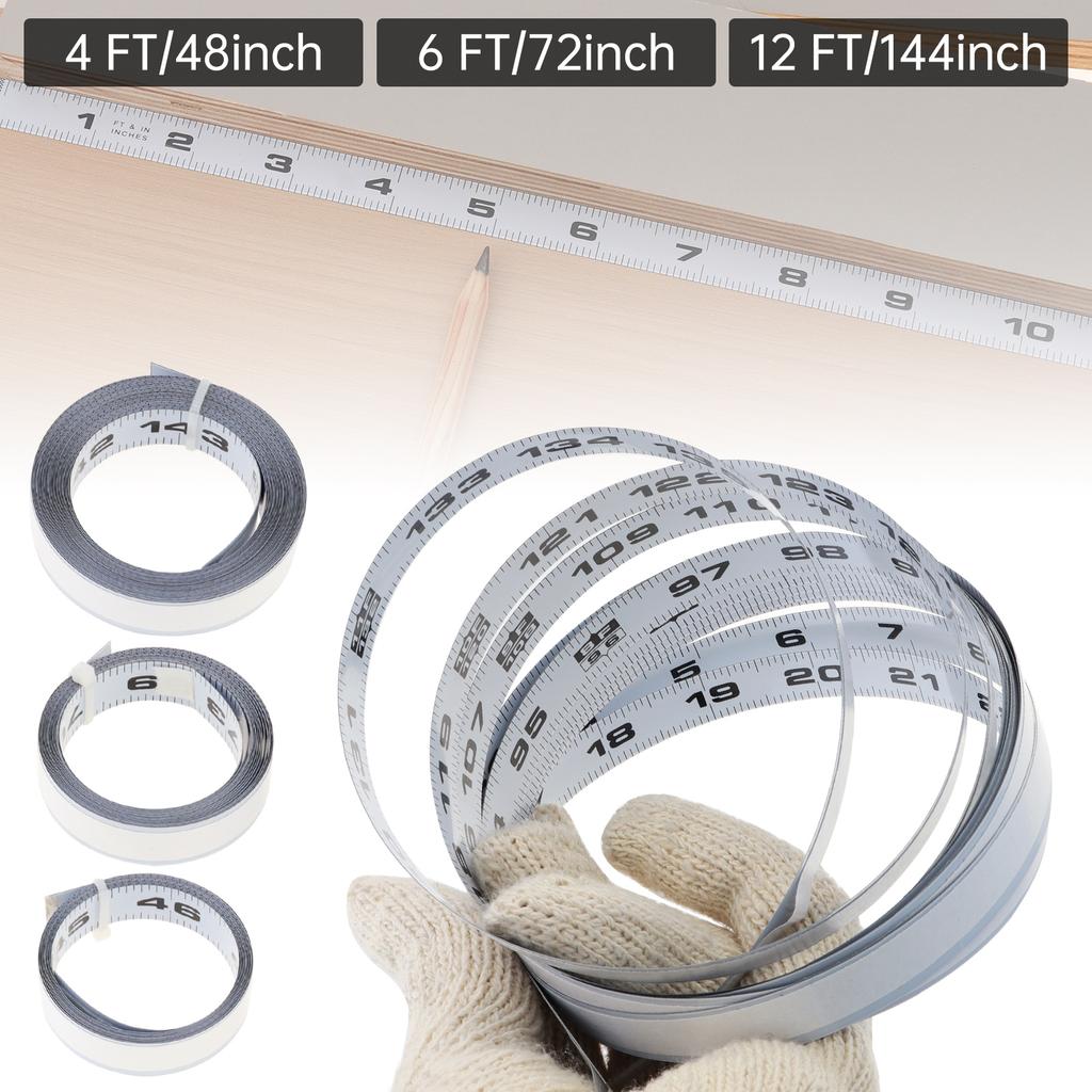 4-12 Foot Self Adhesive Tape Measure Imperial Left to Right Read T Track Workbench Miter Saw Heavy Duty
