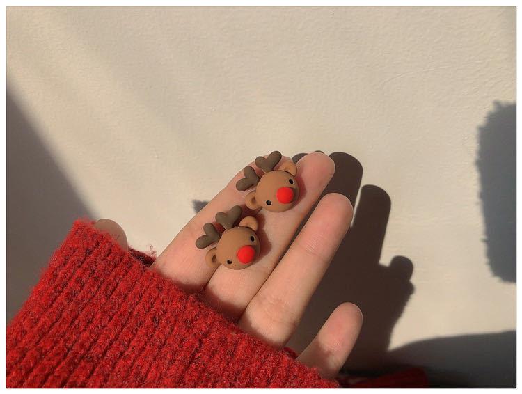 Рождественские серьги-пусеты из серебра 925 пробы - Милые мультяшные Санта, Олень, Снеговик, Клипсы-колокольчики для ушей