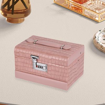 3-lagige Schmuckaufbewahrungsbox mit Deckel PU-Leder Uhrenringe Etui