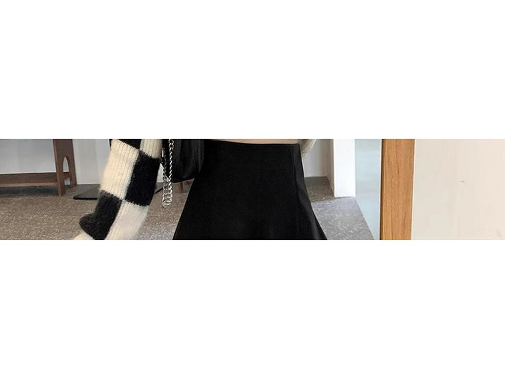 Women's Versatile High Waist A-line Woolen Skirt for Autumn/Winter