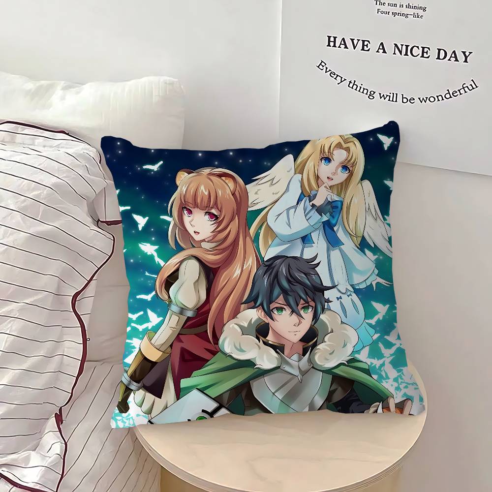 The Rising Of The Shield Hero Pillow Case Square Cushion Cover 3D Soft Plush Throw Pillowcase Living Room Sofa Bedroom Home