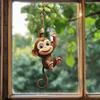 Playful Monkey Swinging on Vine with Green Leaves Static Cling Window Sticker Removable Self-Adhesive Glass Decal Home Decor Art