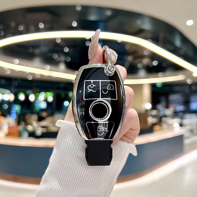 New Car Key Case Cover Shell Fob Keychain For Mercedes Benz A C E S Class W204 W205 W212 W213 W176 Glc Cla Amg W177  Accessories