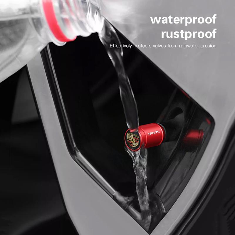 4Pcs Car Tire Valve Caps Aluminum Alloy Tire Dust proof For Porsche Cayenne Panamera Macan 911 718 Taycan Boxster Cayman 918