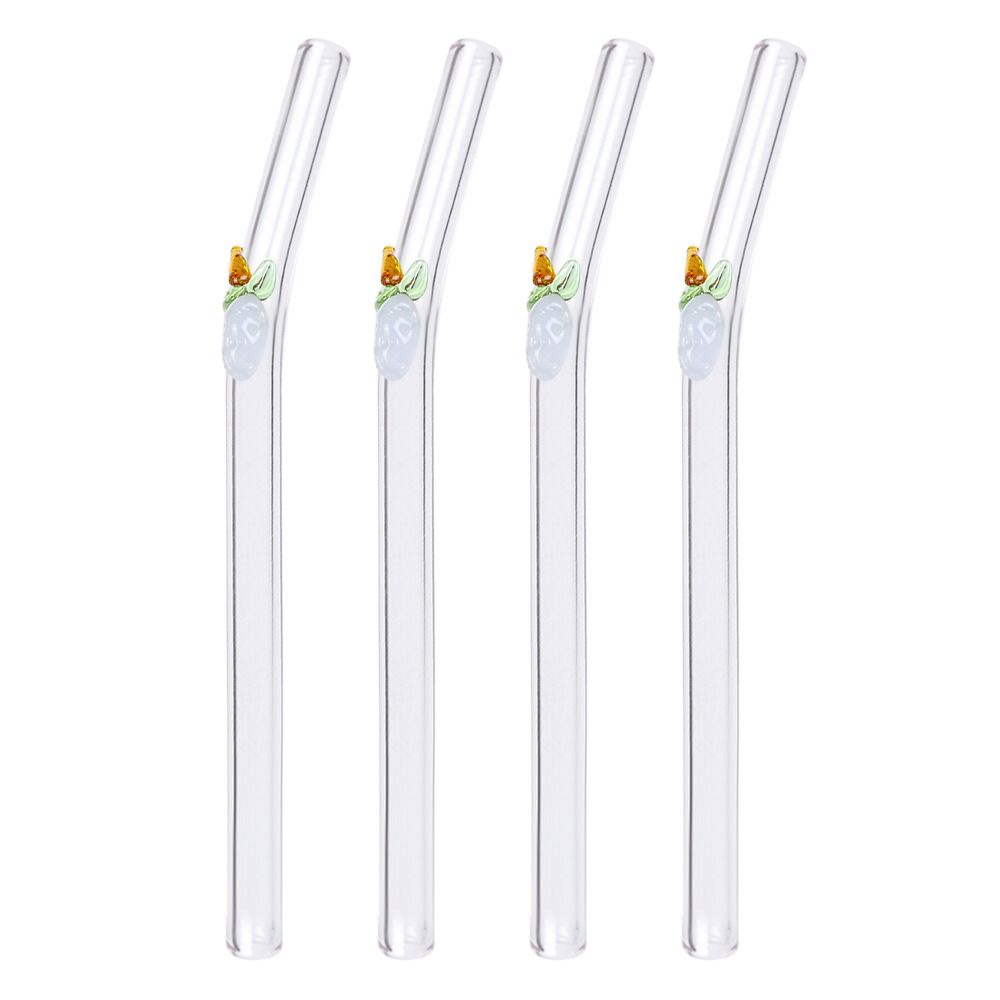 Glass Fruit Animal Glass Straws Transparent Straight Bend Straws  Drinkware