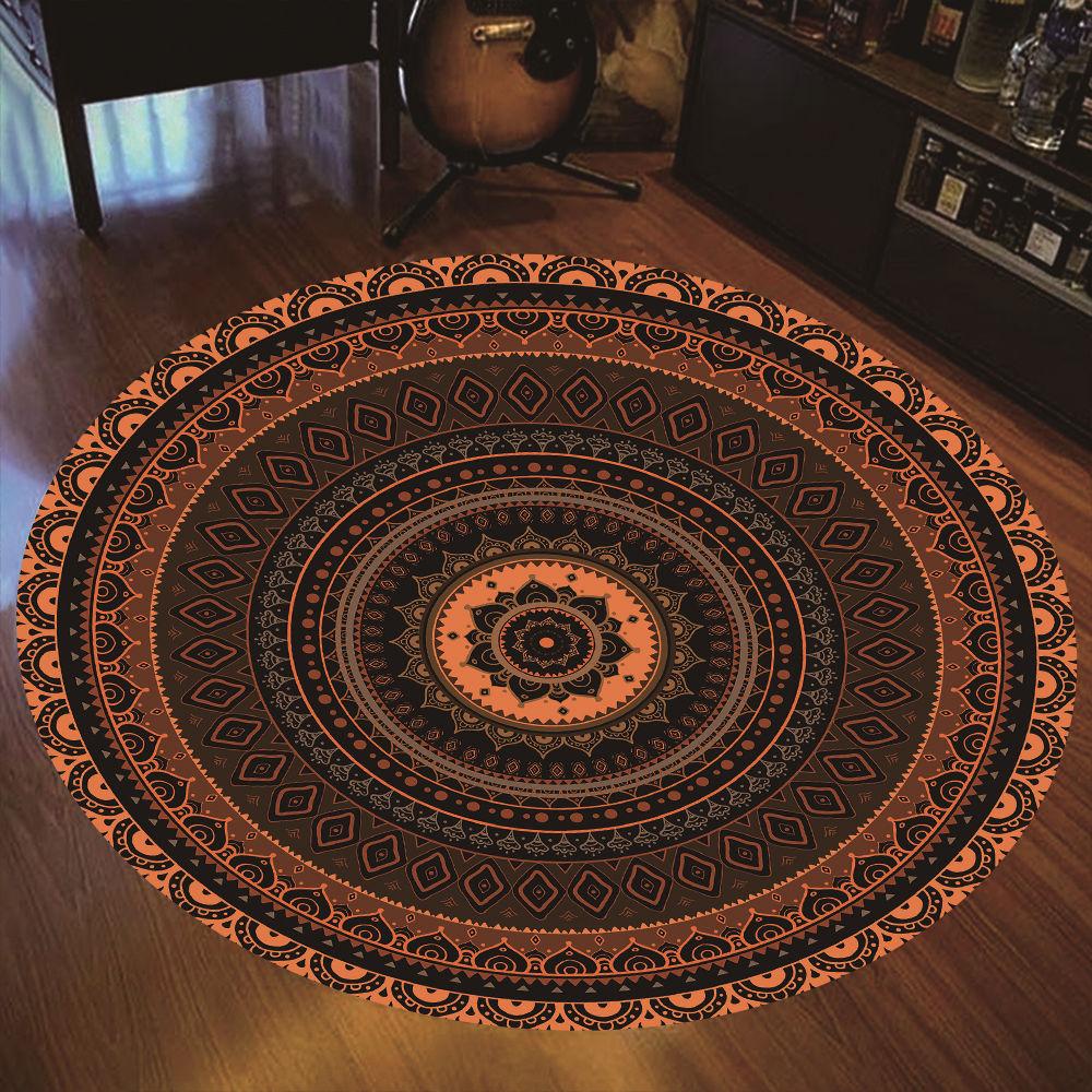New Round Carpet Mandala Bohemian Gradient Colorful Rug For Living Room Bedroom Rugs Large Size Anti -Slip Floor Mat