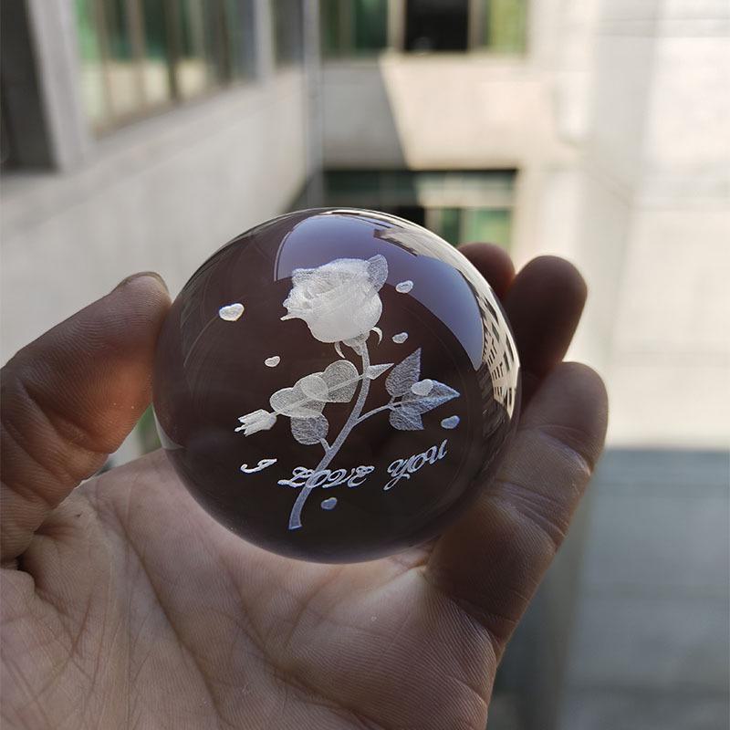 "40 Crystal Ball Ornaments: Rainy Day Clouds, Sun, Galaxy Design - Laser Engraved Cube for Home Decor and Gifts"