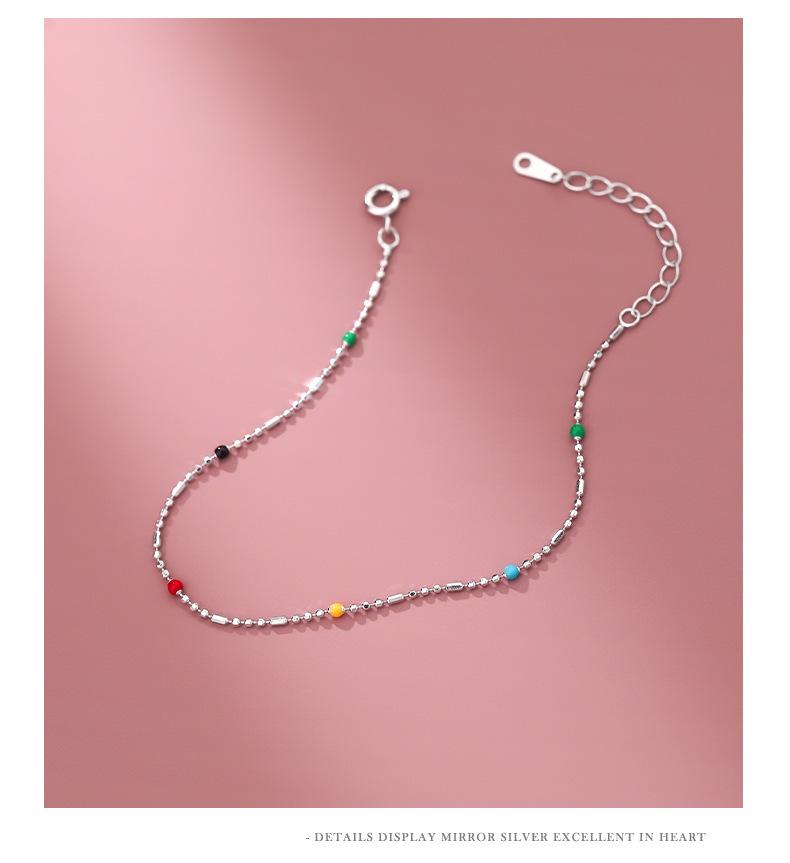 Korean Style S925 Sterling Silver Dopamine Color Minimalist Bracelet