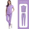 Women's Loose and Comfortable V-neck Short Sleeved Workwear with Multiple Pockets and Beauty Suit Set