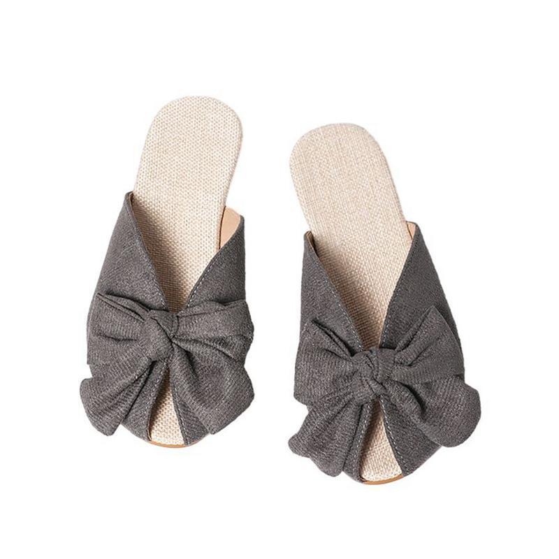 Women s Mule Sabot Sandals Large Size Open Toe Large Bowknot V Cut Flat Slippers Indoor and Outdoor Stylish Trends