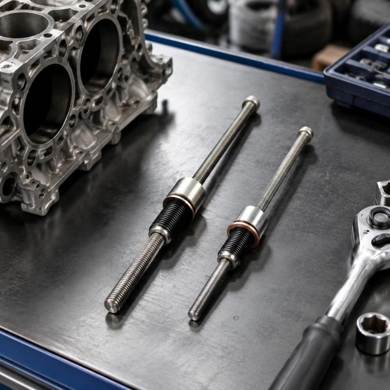 Stem Seal Replacement Tool with Threaded Rod and Contact Face for Controlling Crankshaft Position During Service