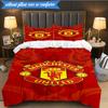 Manchester United Wappen 3-teilige Bettwäsche, inklusive 1 Bettbezug und 2 Kissenbezügen. Perfekt für Weihnachten, ideal für Schlafzimmer, Studentenwohnheim