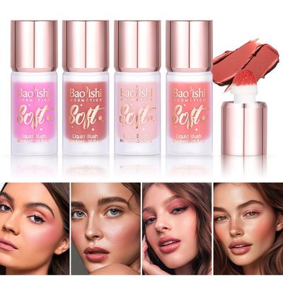 Langanhaltender, wasserfester flüssiger Rouge-Stick mit einem subtilen schimmernden Perlen-Finish in Rosa