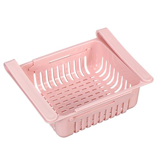 Retractable Refrigerator Storage Basket Partition Food Fresh-keeping Organizer розовый