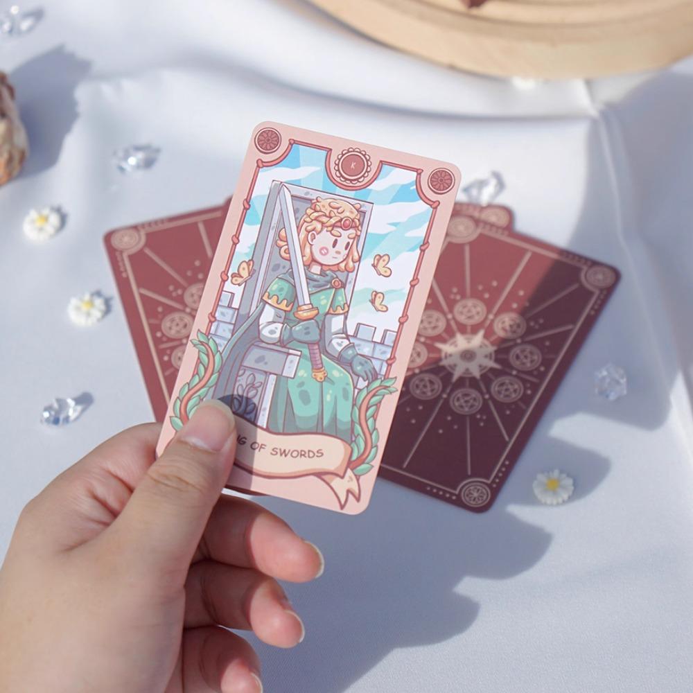 Tarotový systém 10,3*6 cm Radostná cesta Tarot Rider-Waite Cartoon Roztomilý tarotový balíček 79 ks karet (obsahuje 1 speciální kartu)