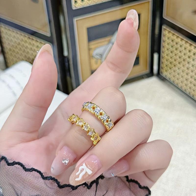 Medieval Exquisite Retro Star Rhombus Open Ring Women'S Fashion Personality Niche High Sense Light Luxury Stacked Ring