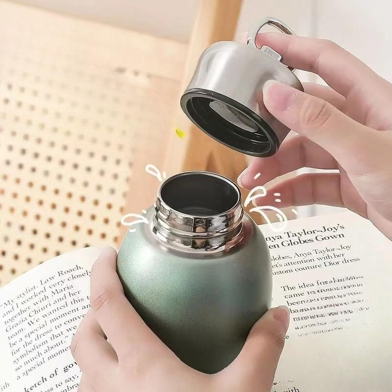 300ML Stainless Steel Vacuum Flask with Lifting Ring Mini Thermos Cup Car Insulated Cup Portable Travel Water Bottle Coffee Mug