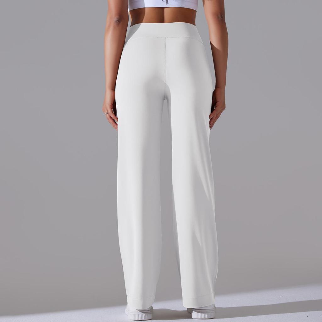 Brushed Breathable High-Waisted Wide-Leg Cropped Yoga Pants with Pockets