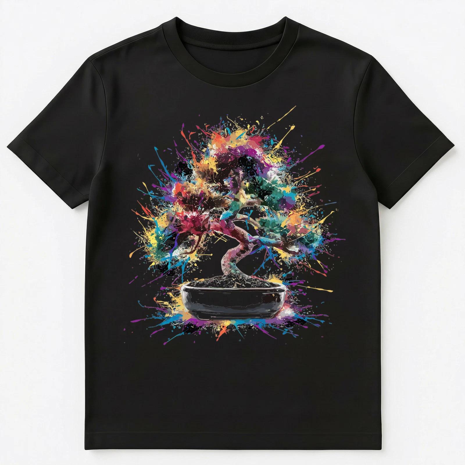 

Colorful Paint Splash Bonsai Tree Art Graphic Unisex T-Shirt 2XL