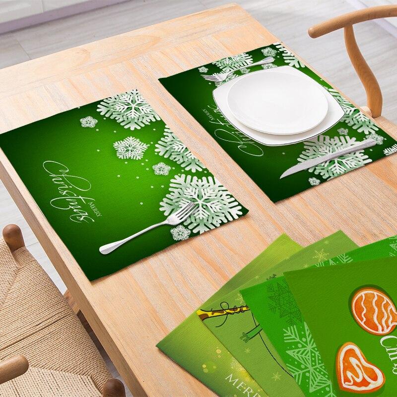Cheap Green Christmas Garland Decoration Kitchen Placemat Snowflake