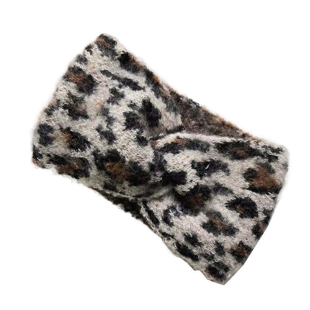 High Elasticity Leopard Print Headband Soft Knitted Headcover Fashion Cross Headband  Women s белый