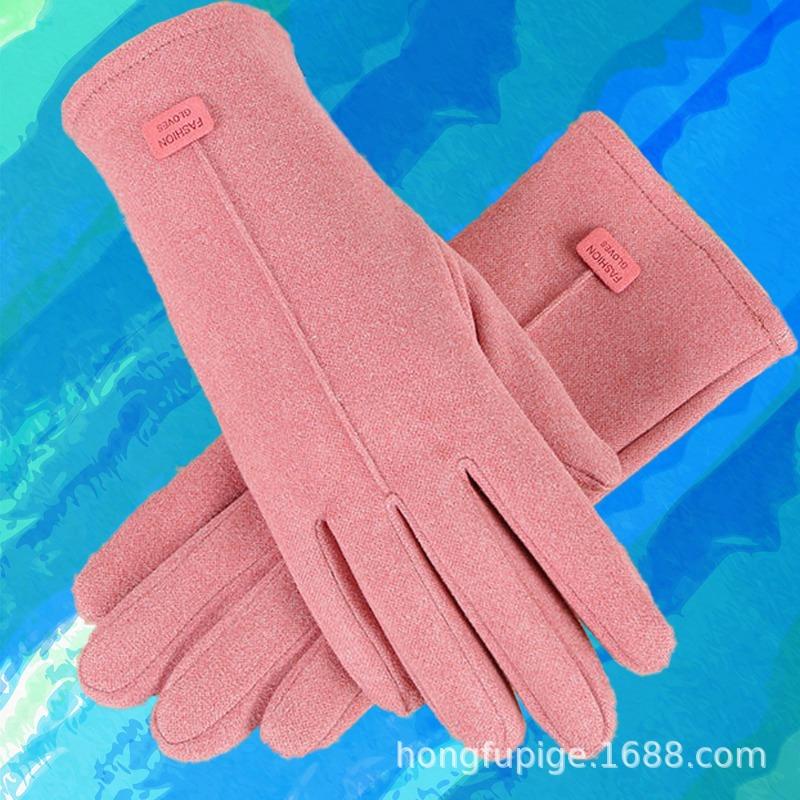 Warm gloves women's fleece cold-proof outdoor riding electric car rabbit down bow autumn and winter gloves